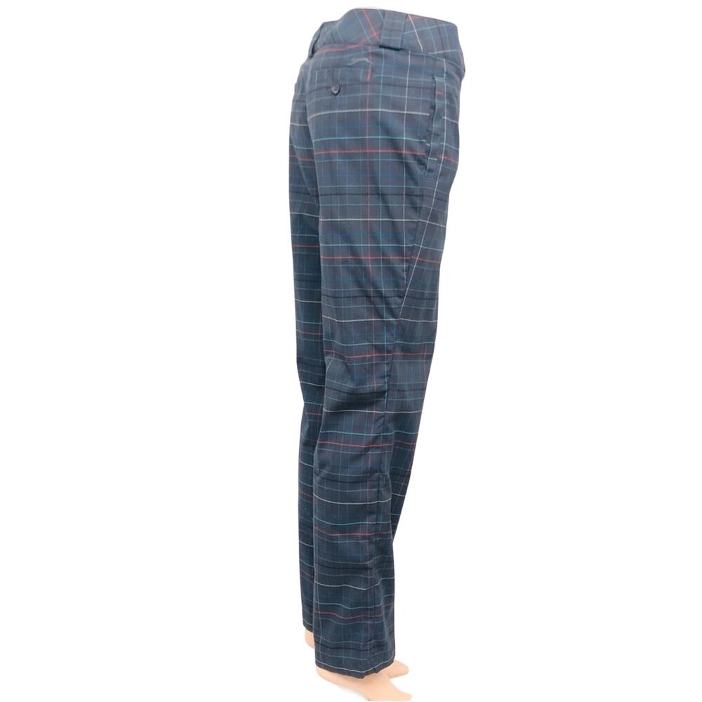 Slazenger Graphite Black Coral Turquoise Tan Plaid Activewear Pants with Pockets - Picture 3 of 16